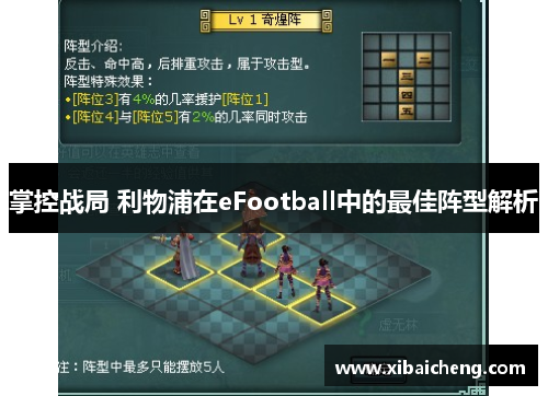 掌控战局 利物浦在eFootball中的最佳阵型解析 掌控战局 利物浦在eFootball中的最佳阵型解析